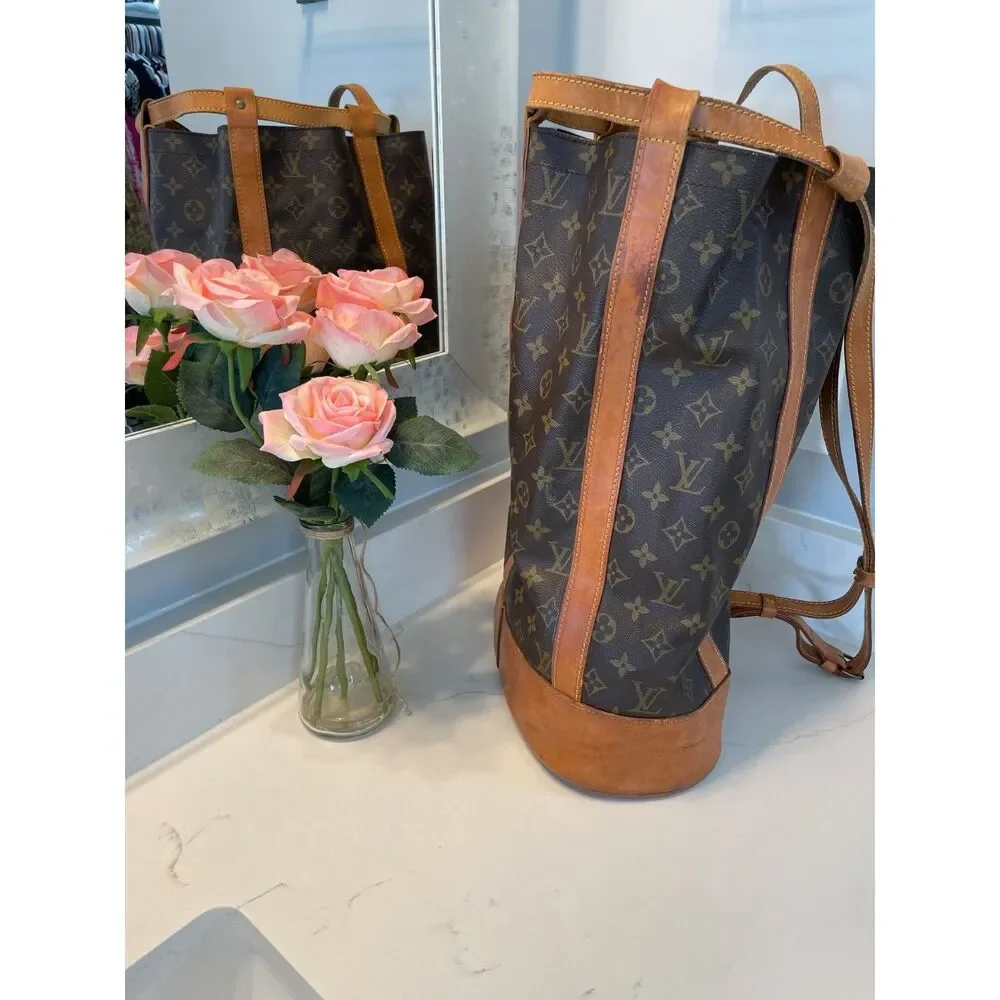 Louis Vuitton Authentic Randonnee PM Monogram Hobo Backpack Bag